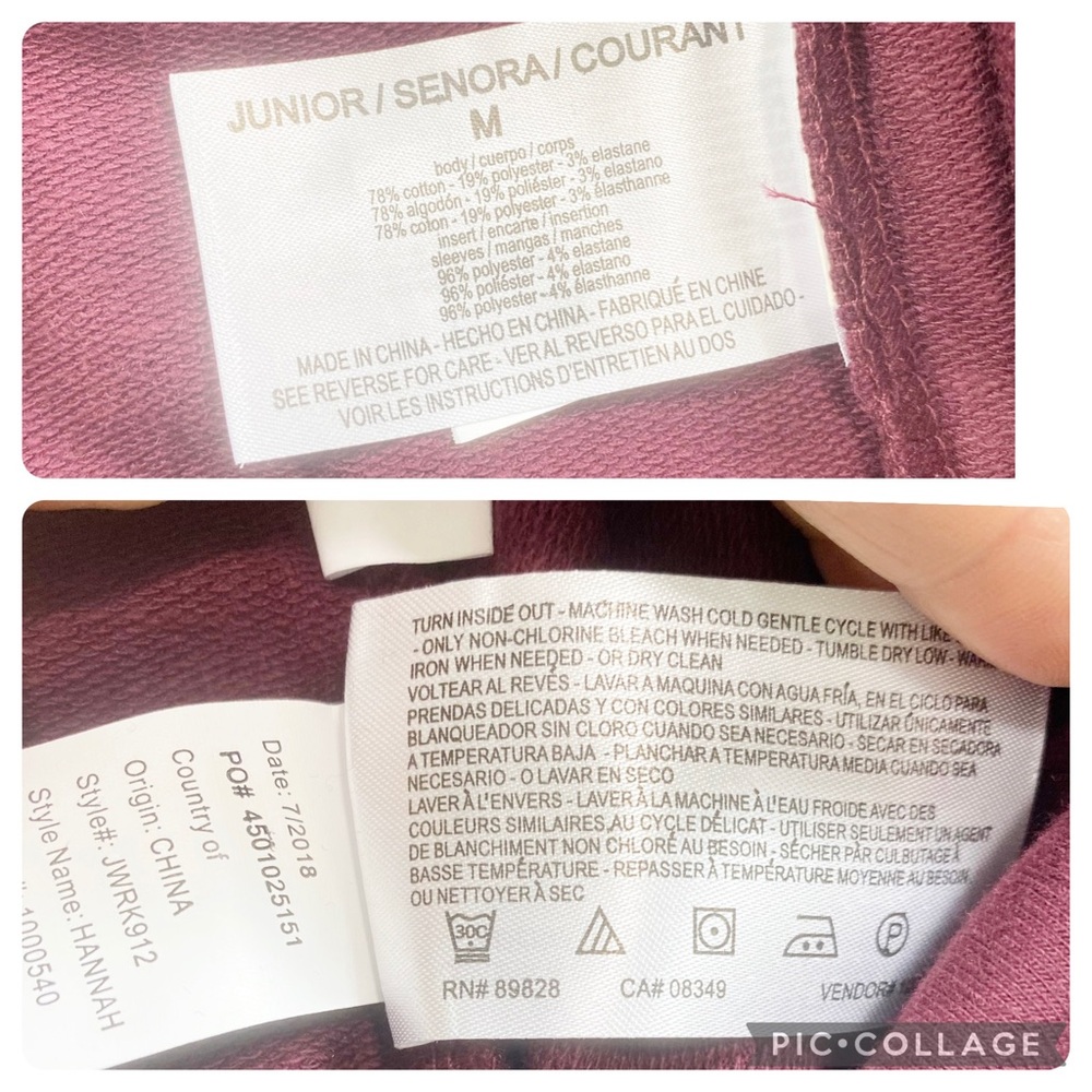 WILLIAM RAST Burgundy Long Sleeve Top Sweats Winter Jewel Neck Top Medium - Picture 13 of 13